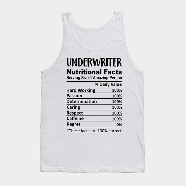 Underwriter Nutrition Facts Funny Tank Top by HeroGifts